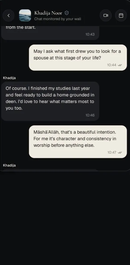 A Qurrat Ain chat monitored by the wali